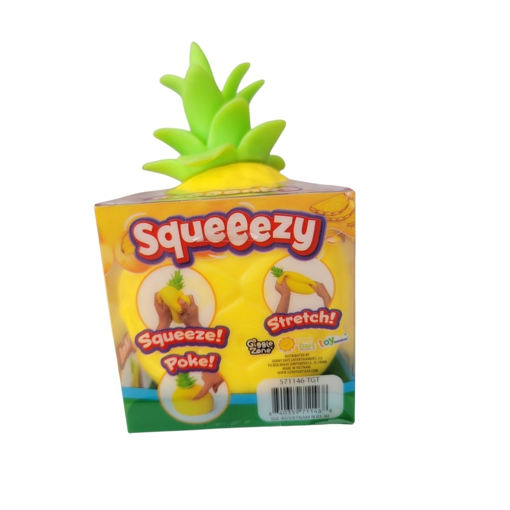 Sunny Days Squeeezy Pineapple Kids 5" Yellow New Fidget Stress Relief Toy